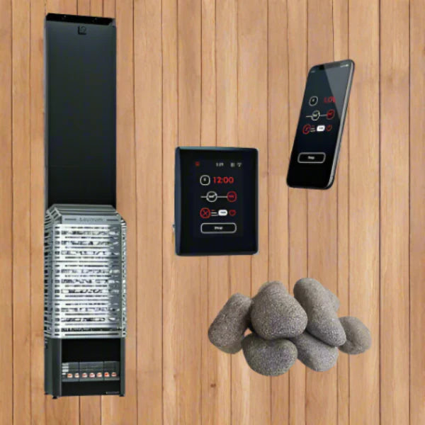 Saunum AIR 10 9.6kW Air Series WiFi Sauna Heater Package - Stainless Steel Open Basket Climate Equalizing Sauna Heater