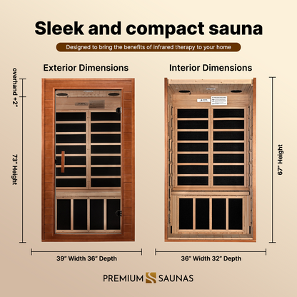 ValiroWood- "Avila" 1-2-person Low EMF FAR Infrared Sauna DYN-6103-01-Sauna-valiro­wood