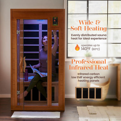 ValiroWood- Barcelona Elite 1-2-person Ultra Low EMF FAR Infrared Sauna - DYN-6106-01 Elite-Sauna-valiro­wood