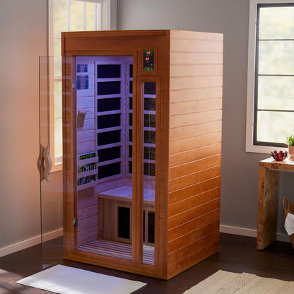 ValiroWood- Barcelona Elite 1-2-person Ultra Low EMF FAR Infrared Sauna - DYN-6106-01 Elite-Sauna-valiro­wood