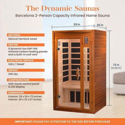ValiroWood- Barcelona Elite 1-2-person Ultra Low EMF FAR Infrared Sauna - DYN-6106-01 Elite-Sauna-valiro­wood