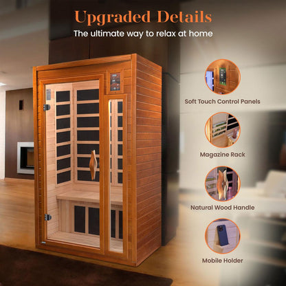 ValiroWood- Barcelona Elite 1-2-person Ultra Low EMF FAR Infrared Sauna - DYN-6106-01 Elite-Sauna-valiro­wood