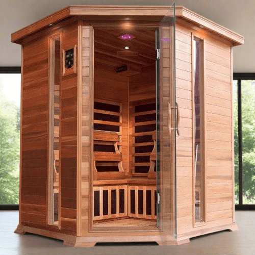 ValiroWood- Bristol Bay 4-Person Indoor Infrared Corner Sauna 400KC-Sauna-valiro­wood