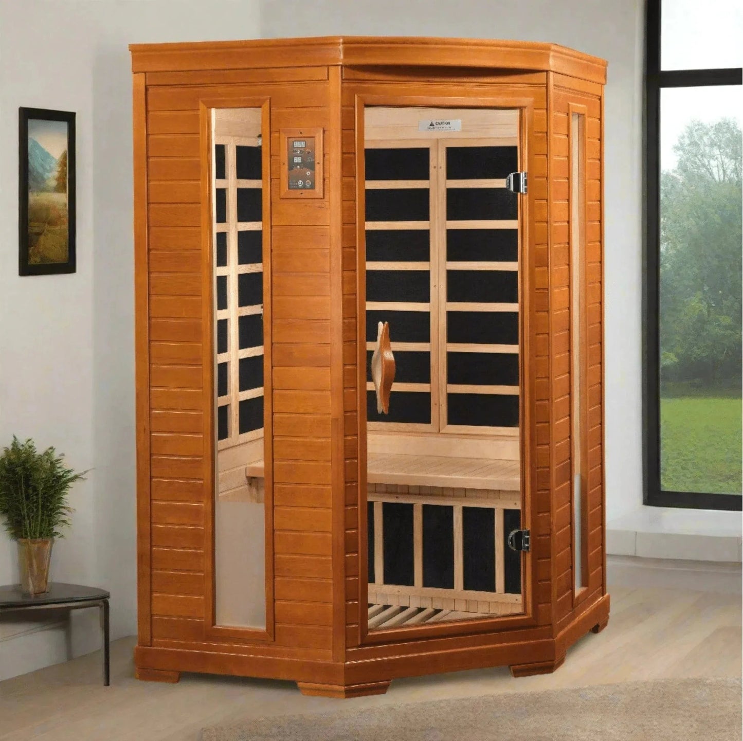 ValiroWood- "Heming" 2-person Corner Low EMF FAR Infrared Sauna - DYN-6225-02-Sauna-valiro­wood