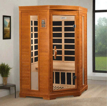 ValiroWood- "Heming" 2-person Corner Low EMF FAR Infrared Sauna - DYN-6225-02-Sauna-valiro­wood