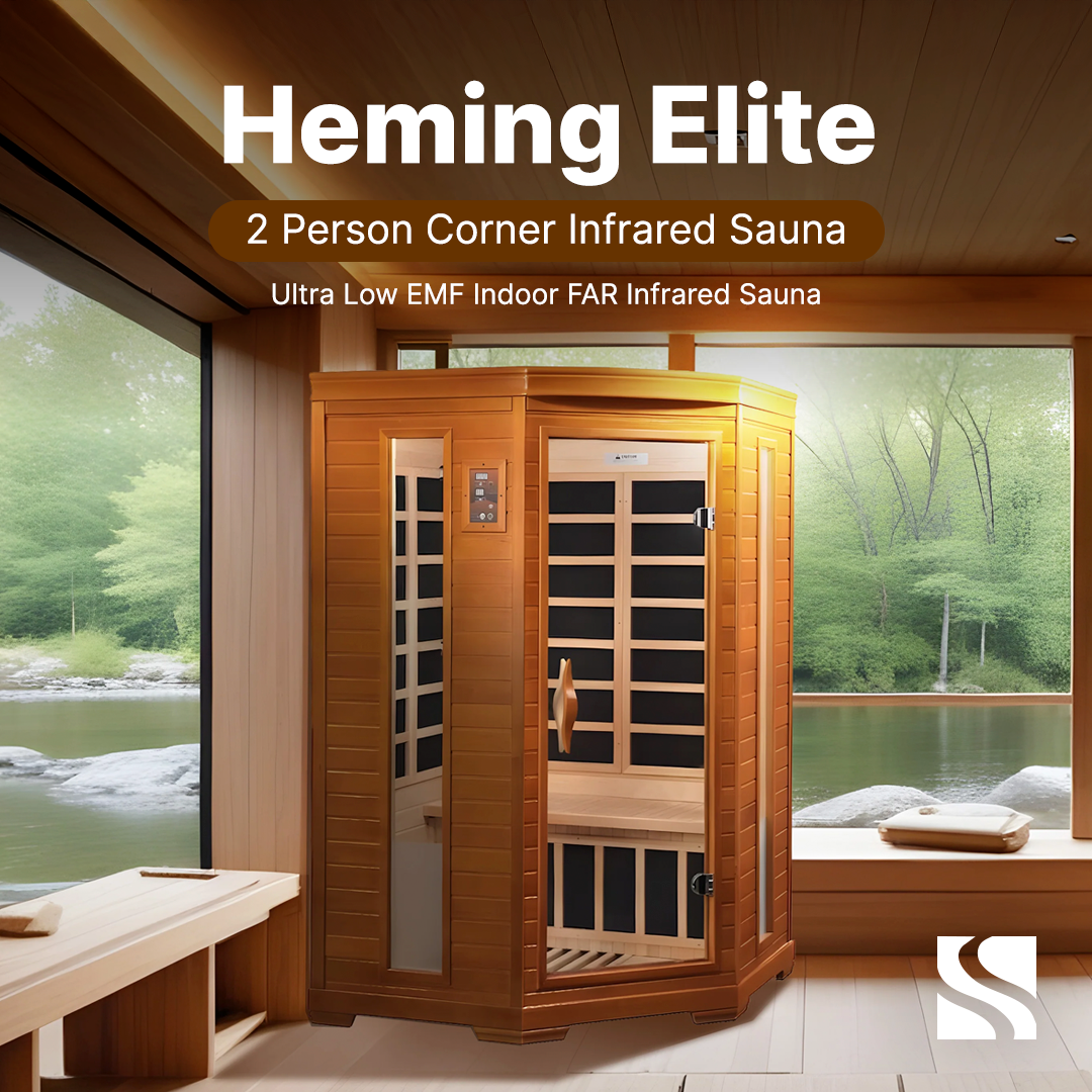 ValiroWood- Heming Elite 2-person Corner Ultra Low EMF FAR Infrared Sauna - DYN-6225-02 Elite-Sauna-valiro­wood