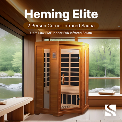 ValiroWood- Heming Elite 2-person Corner Ultra Low EMF FAR Infrared Sauna - DYN-6225-02 Elite-Sauna-valiro­wood