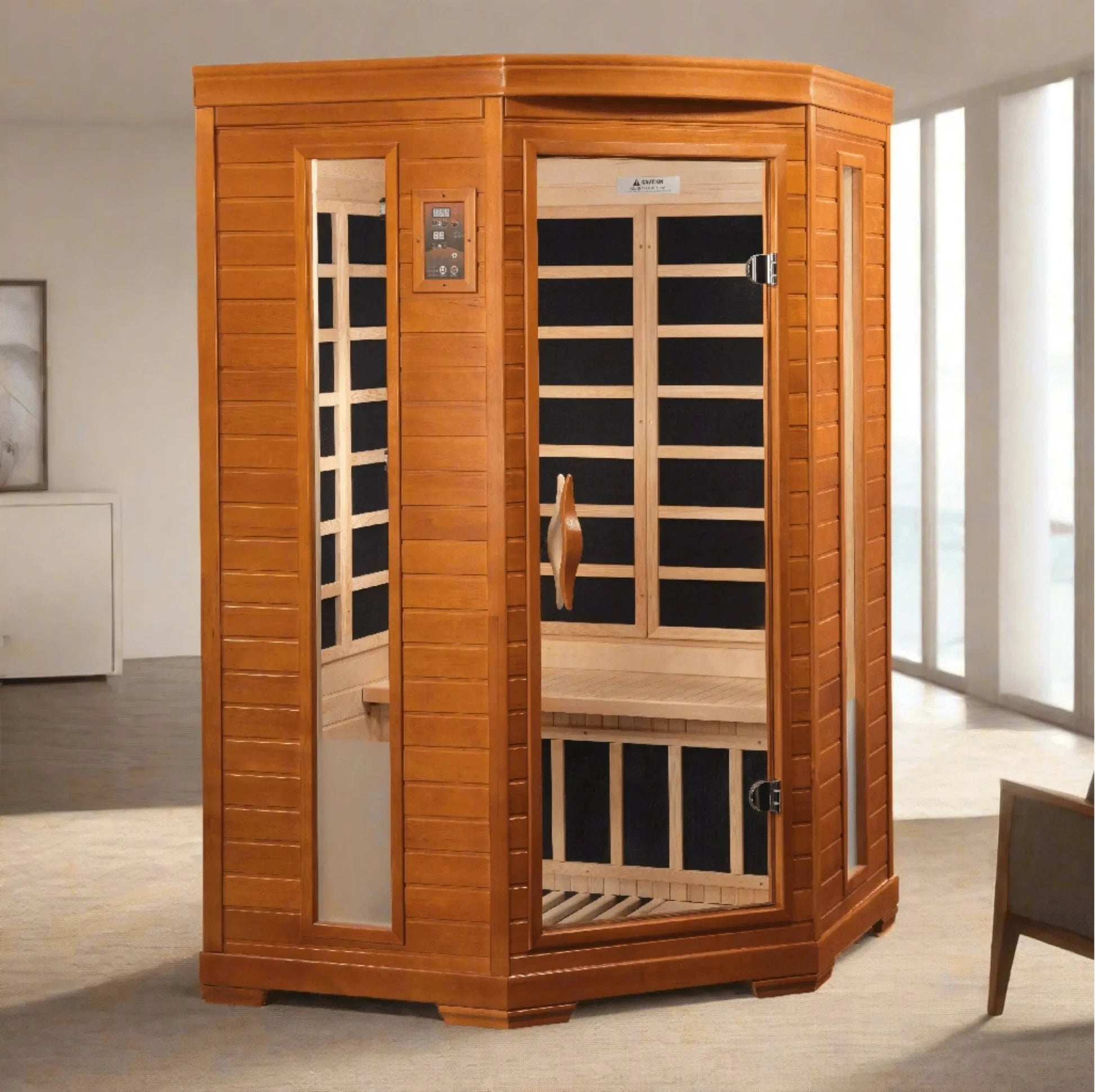 ValiroWood- Heming Elite 2-person Corner Ultra Low EMF FAR Infrared Sauna - DYN-6225-02 Elite-Sauna-valiro­wood