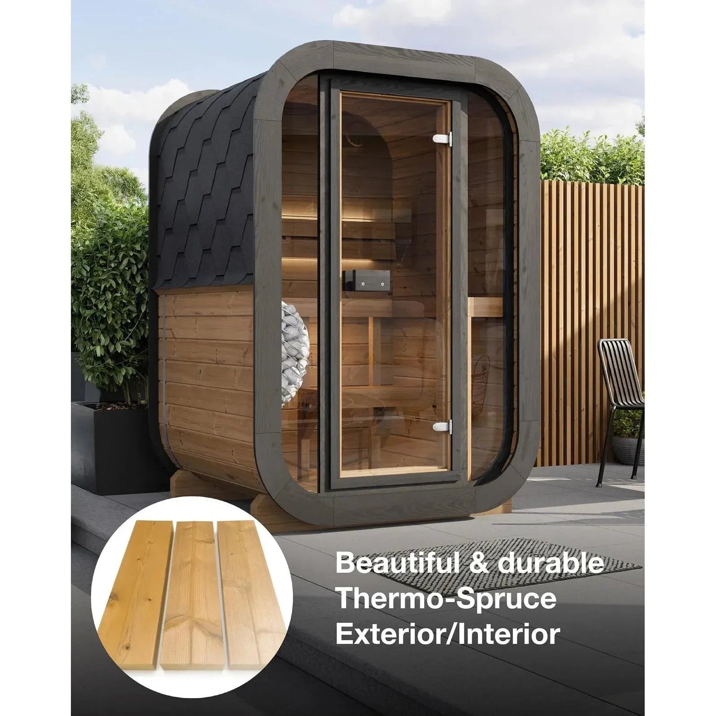 ValiroWood- Model CL3G 1-2 Person Cube Series Outdoor Sauna Kit-Sauna-valiro­wood