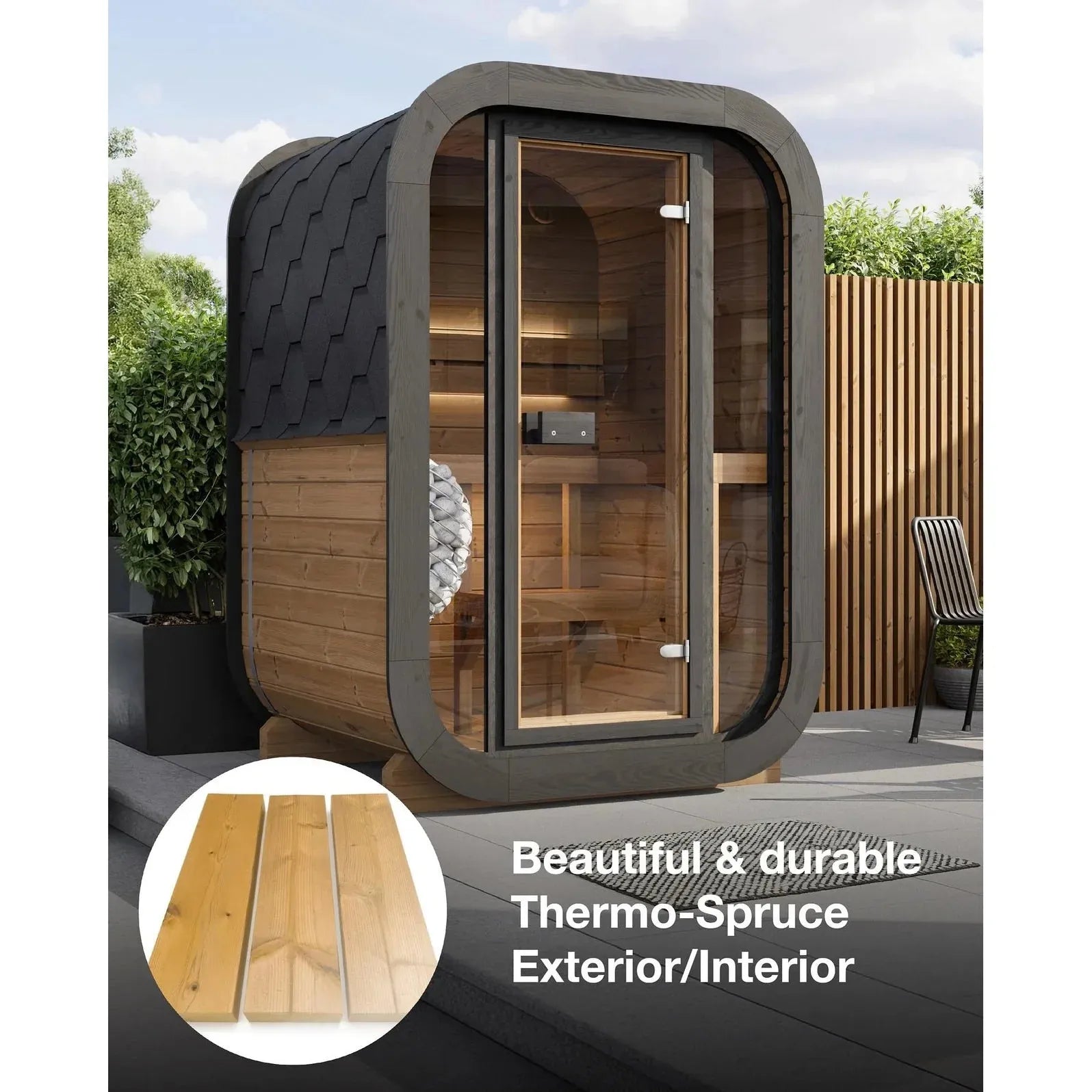 ValiroWood- Model CL3G 1-2 Person Cube Series Outdoor Sauna Kit-Sauna-valiro­wood