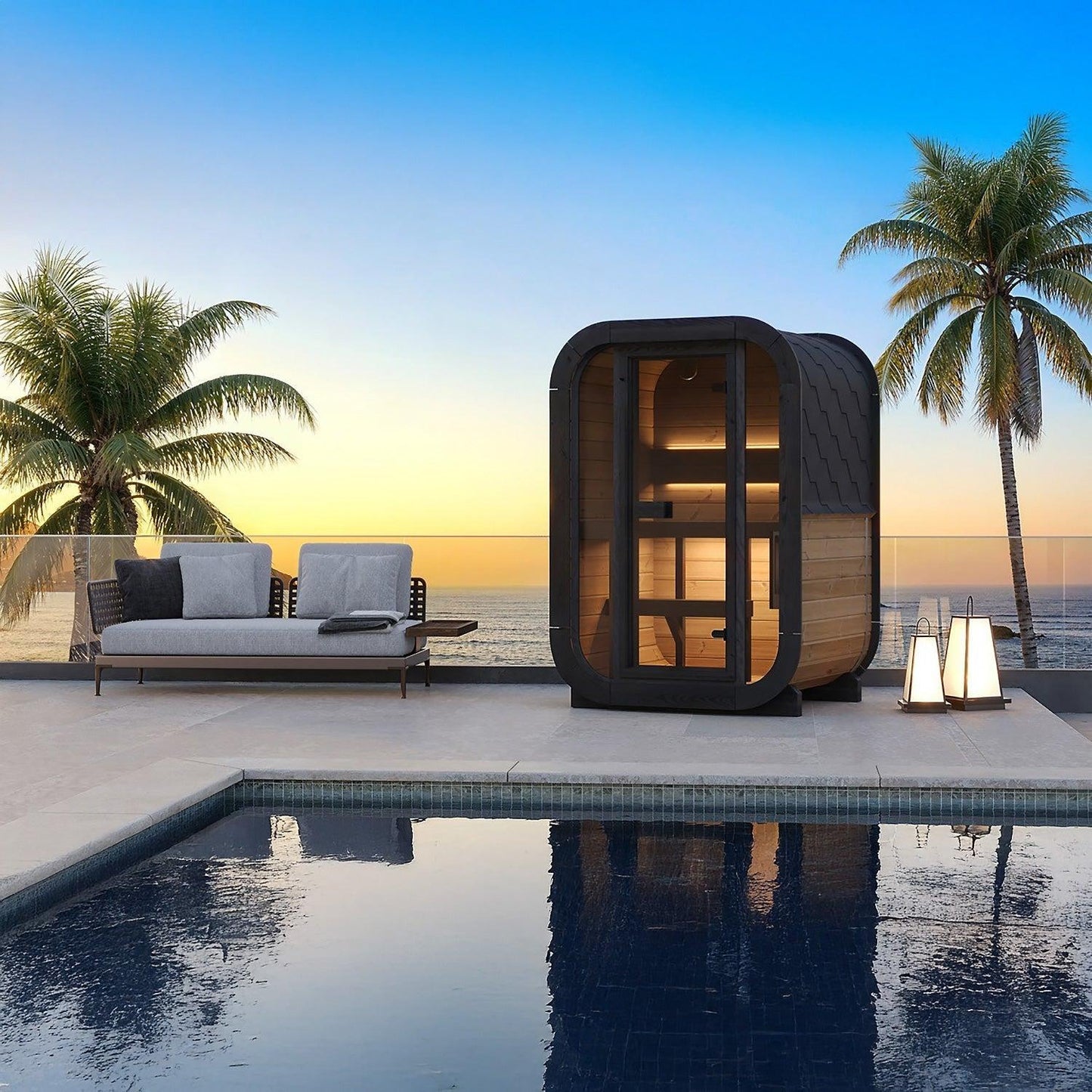 ValiroWood- Model CL3G 1-2 Person Cube Series Outdoor Sauna Kit-Sauna-valiro­wood