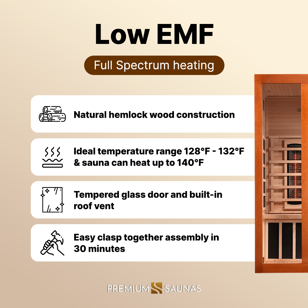 ValiroWood- "Santiago" 2-person Full Spectrum Near Zero EMF FAR Infrared Sauna DYN-6209-03 FS-Sauna-valiro­wood