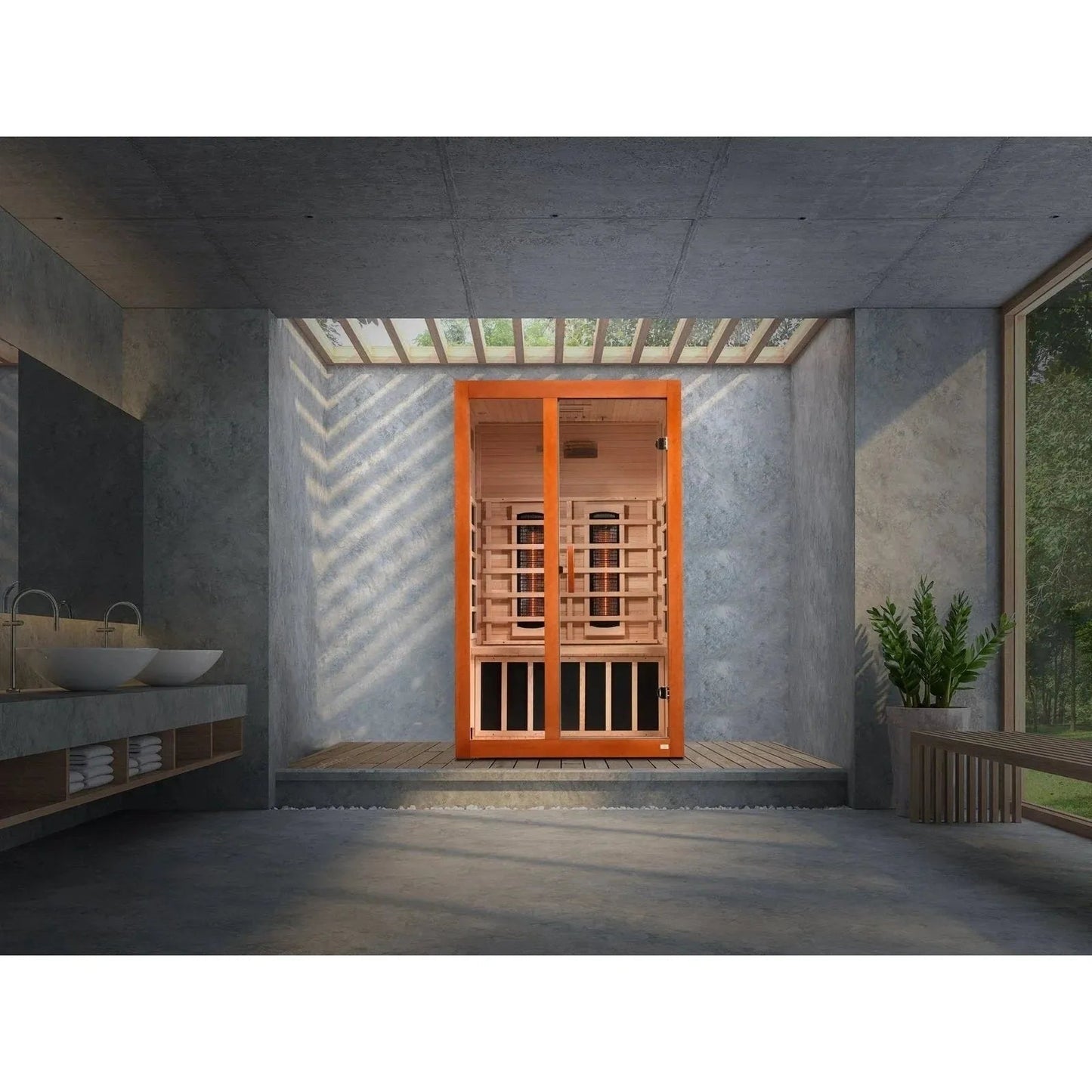 ValiroWood- "Santiago" 2-person Full Spectrum Near Zero EMF FAR Infrared Sauna DYN-6209-03 FS-Sauna-valiro­wood