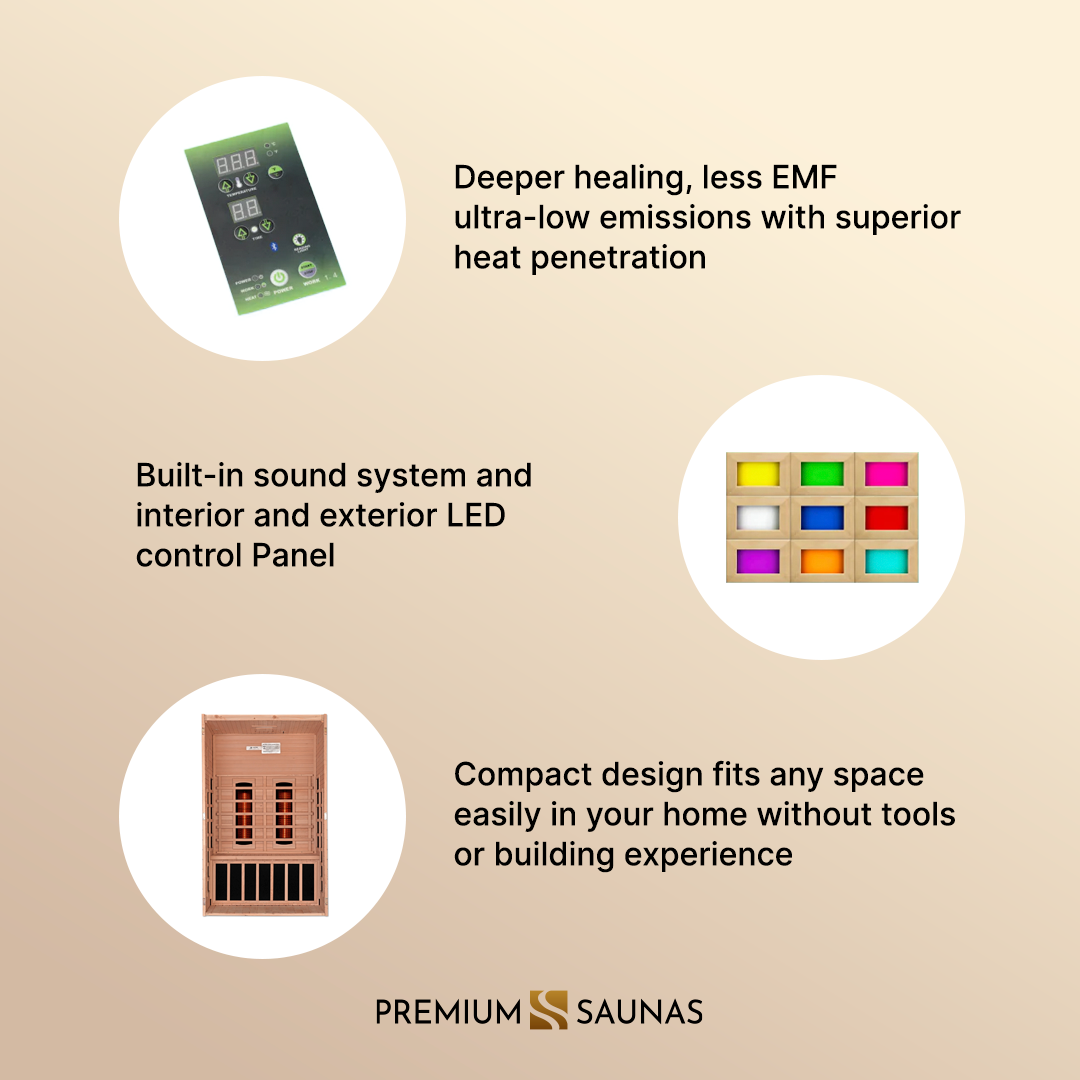 ValiroWood- "Santiago" 2-person Full Spectrum Near Zero EMF FAR Infrared Sauna DYN-6209-03 FS-Sauna-valiro­wood