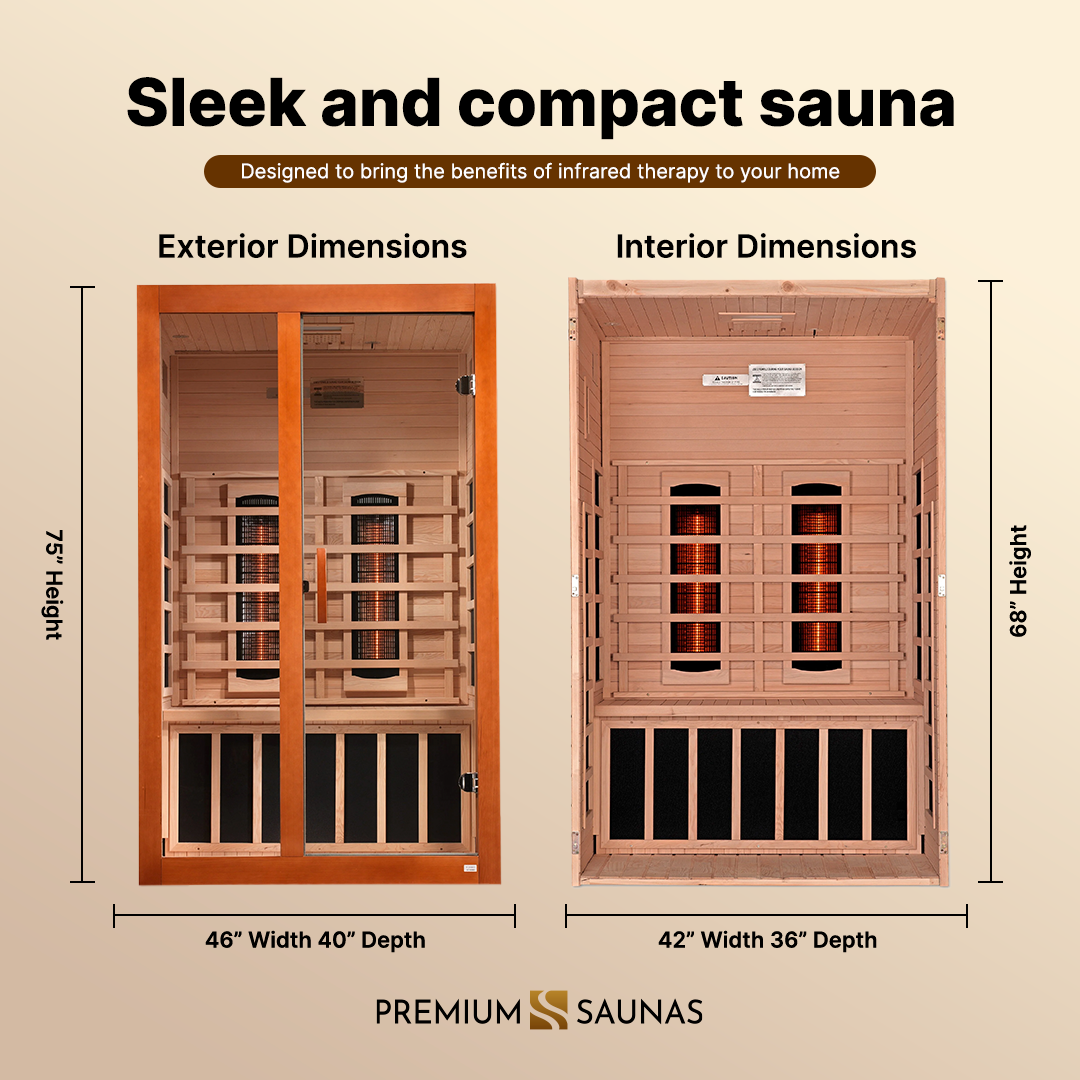 ValiroWood- "Santiago" 2-person Full Spectrum Near Zero EMF FAR Infrared Sauna DYN-6209-03 FS-Sauna-valiro­wood