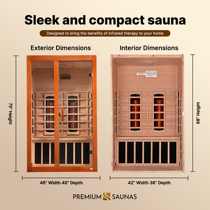 ValiroWood- "Santiago" 2-person Full Spectrum Near Zero EMF FAR Infrared Sauna DYN-6209-03 FS-Sauna-valiro­wood