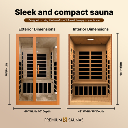 ValiroWood- Santiago Elite 2-person Ultra Low EMF FAR Infrared Sauna - DYN-6209-02 Elite-Sauna-valiro­wood