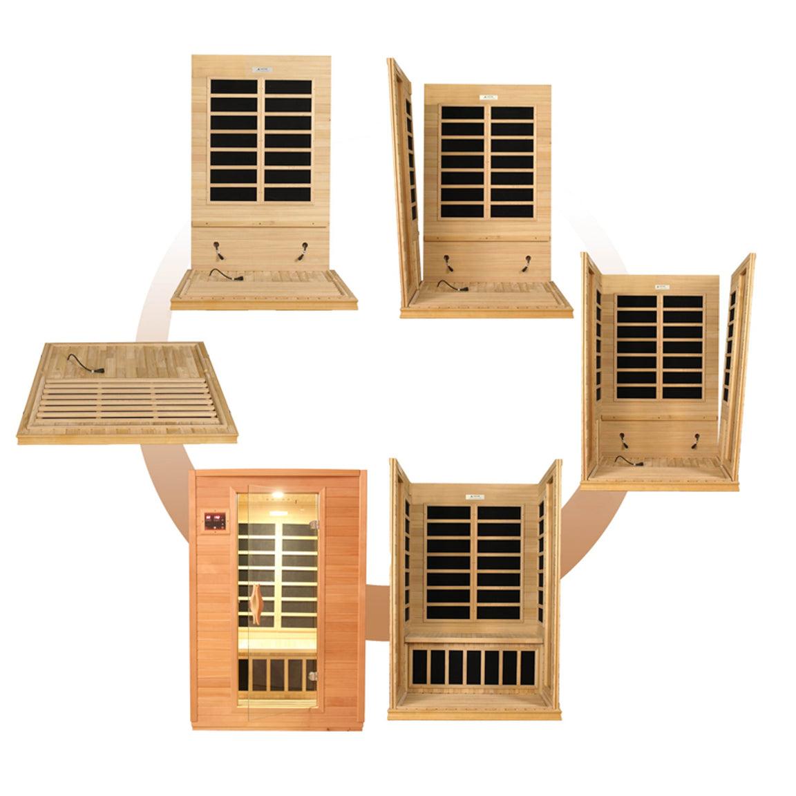 ValiroWood- "Versailles" 2-person Low EMF FAR Infrared Sauna DYN-6202-03-Sauna-valiro­wood
