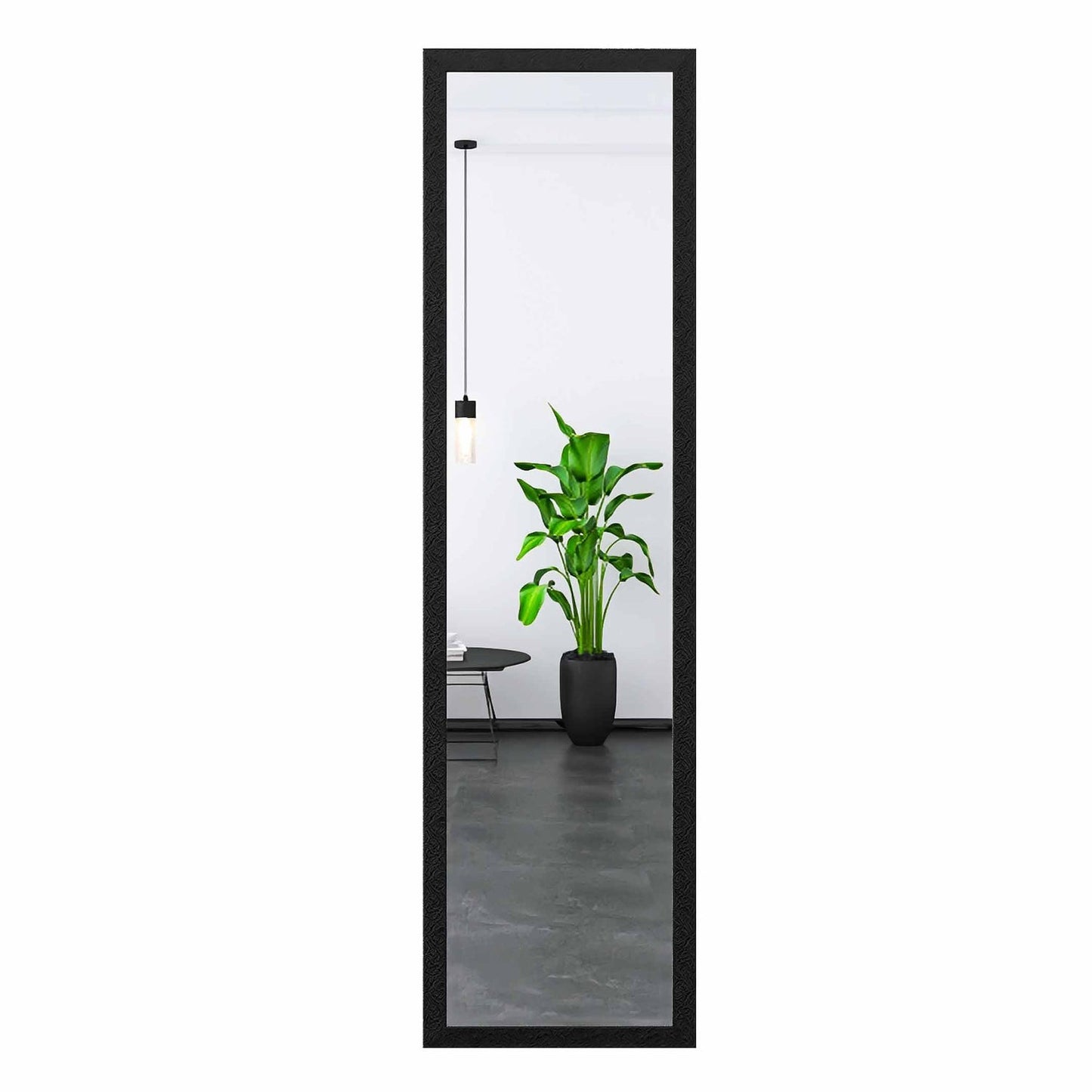 Minimalist full body mirror with slim frame, styled for wall or floor display in a modern interior-1