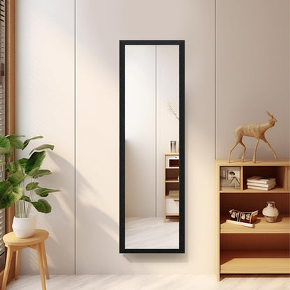 Minimalist full body mirror with slim frame, styled for wall or floor display in a modern interior-3
