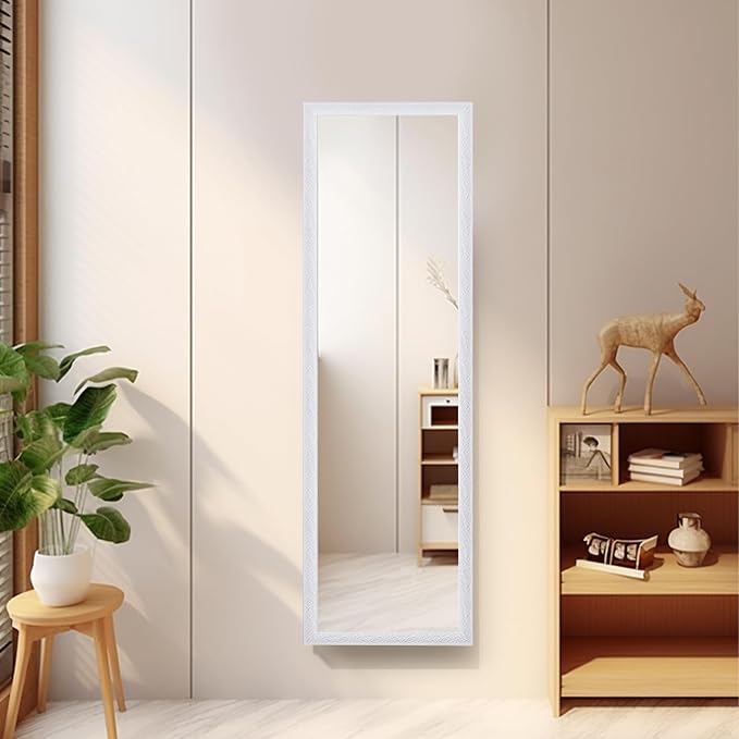 Minimalist full body mirror with slim frame, styled for wall or floor display in a modern interior-4