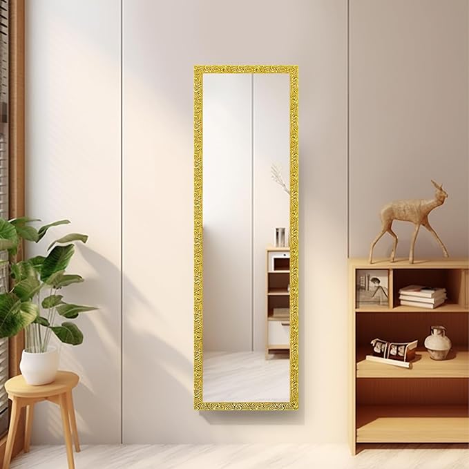 Minimalist full body mirror with slim frame, styled for wall or floor display in a modern interior-5
